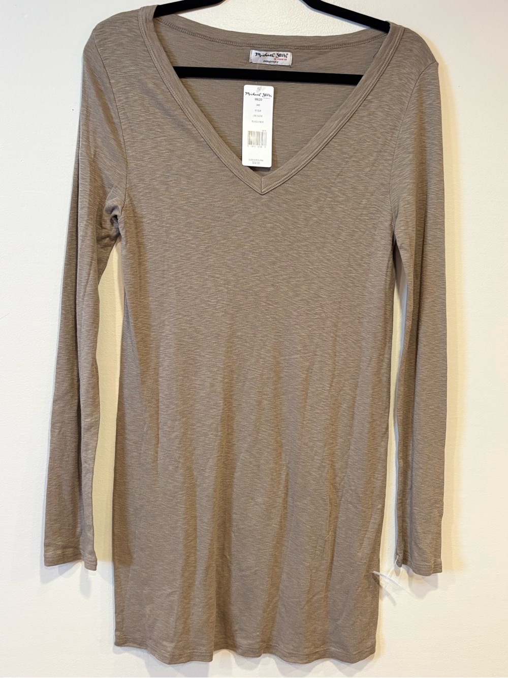 NWT Michael Stars Maternity 1x1 Slub Relaxed V-Neck Top Camo